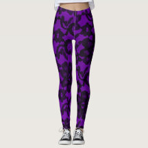 Purple & Black Elegant Faux Lace Spandex Leggings