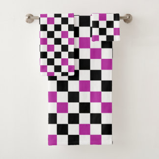 Purple Black White Checkered Pattern Design 