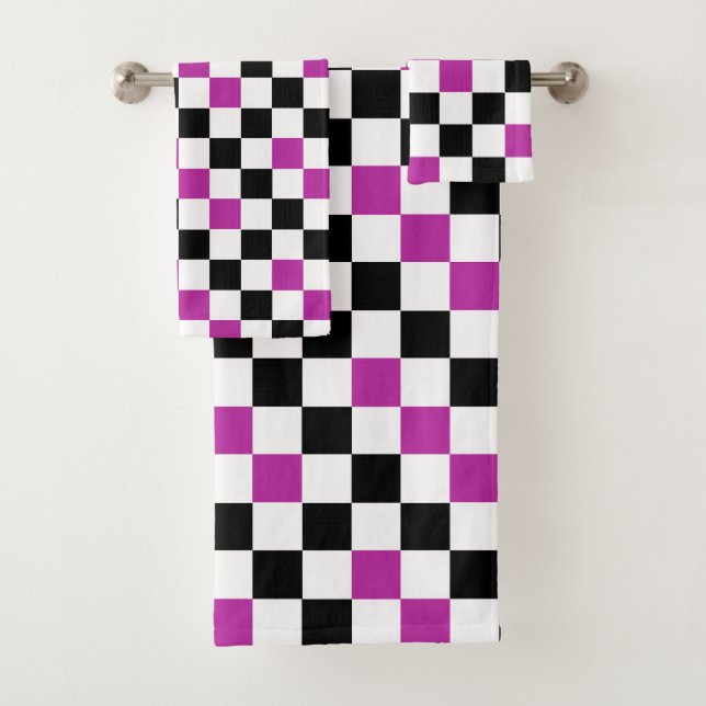 Purple Black White Checkered Pattern Design  (In situ)