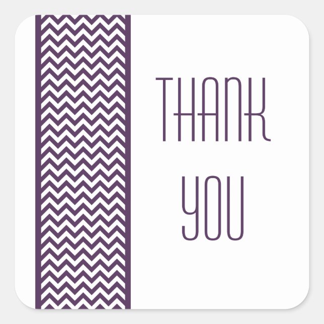 Purple Chevron Border Gracias Pegatinas (Anverso)