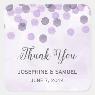 Purple Confetti Gracias Pegatinas