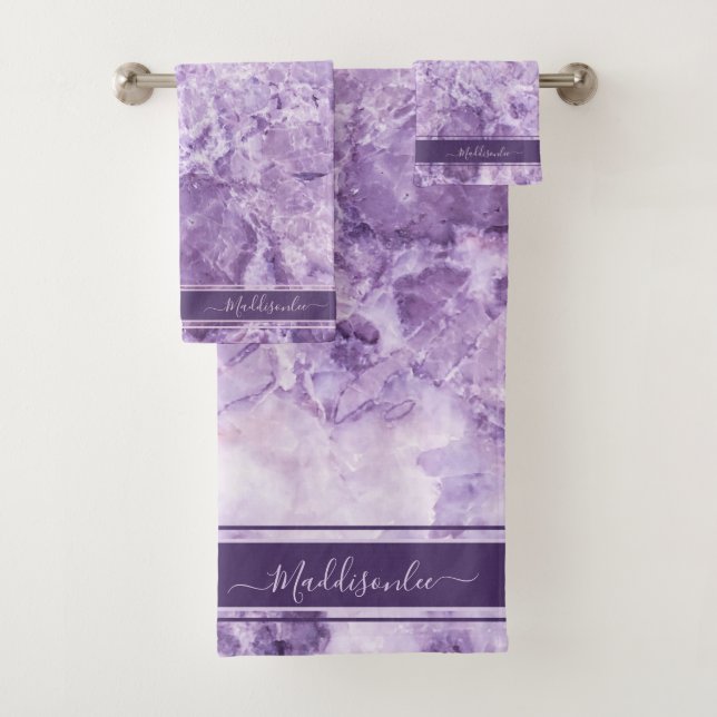 Purple crystal Monogram Name Marble Custom  (In situ)