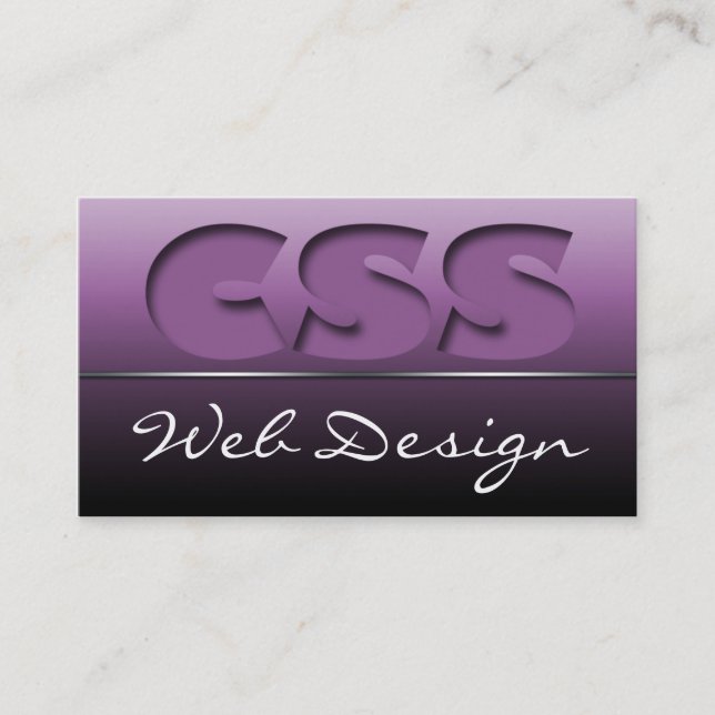 Purple CSS Web Design Sleek tarjetas de presentaci (Anverso)