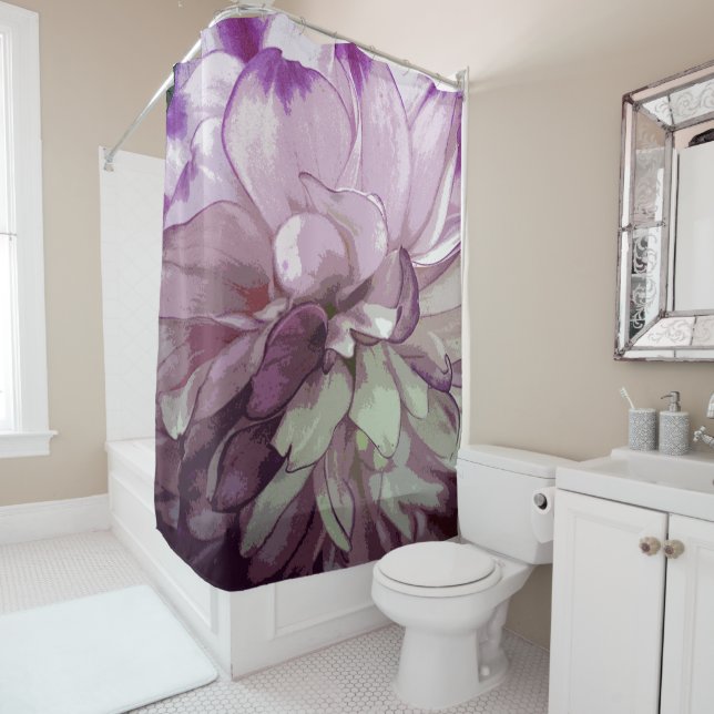 Purple Dahlia Design Shower Cortina (In situ)