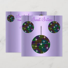 PURPLE DISCOBALL SWEET DIECISÉIS INVITACIÓN