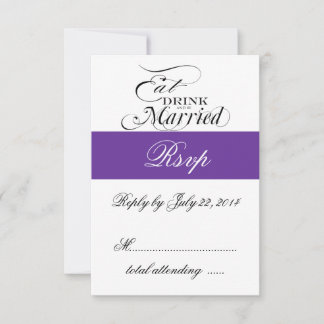 Purple Eat, Drink, Be Married Boda RSVP