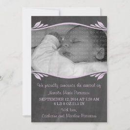 Purple Elegant Chalkboard Baby Invitación