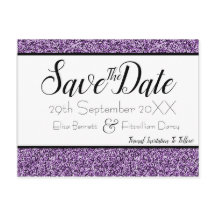 Purple Faux Purpurina Guardar la postal de fecha
