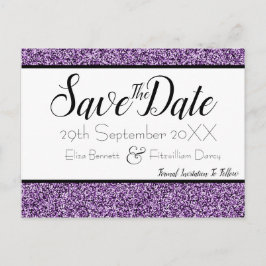 Purple Faux Purpurina Guardar la postal de fecha