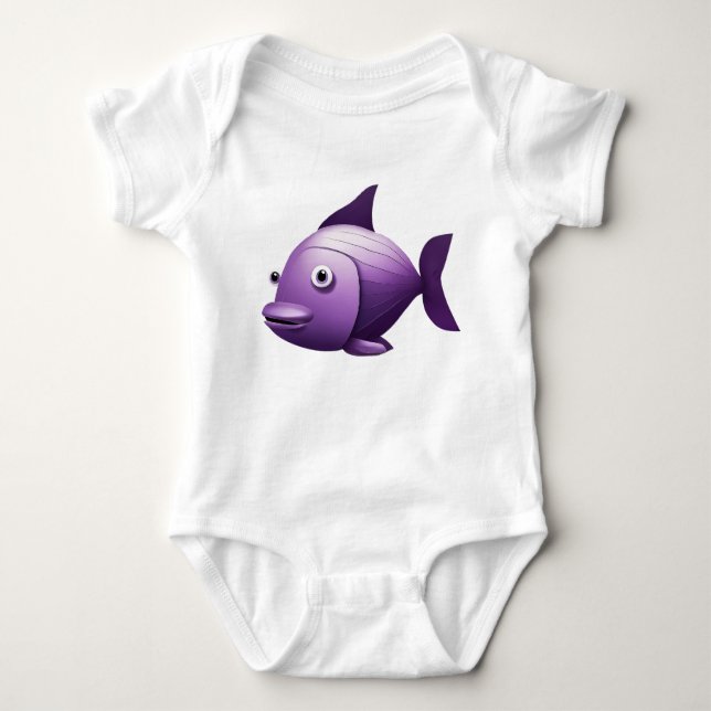 Purple Fish Baby Jersey Bodysuit (Anverso)