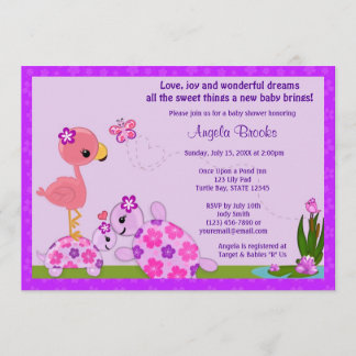 PURPLE Flamingo del estanque de invitaciones de la