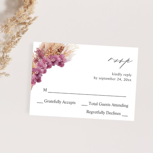 Purple Floral Boho no Meal RSVP (Subido por el creador)