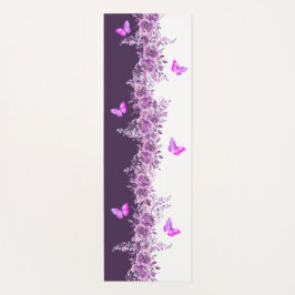 Purple Floral Butterfly Yoga Mat