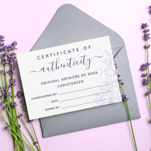 Purple Floral Larger Certificate of Authenticity