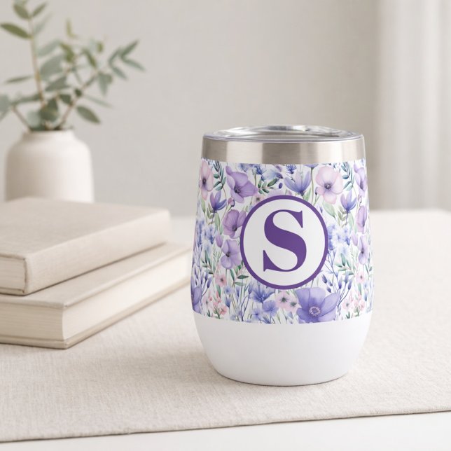 Purple Floral Monogram Gift for Her (Subido por el creador)