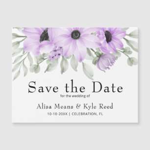 Purple Floral Save the Date Anunciation Magnet
