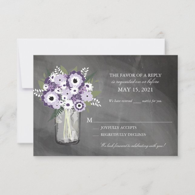 Purple Flower Garden Chalkboard Mason Jar | RSVP (Anverso)