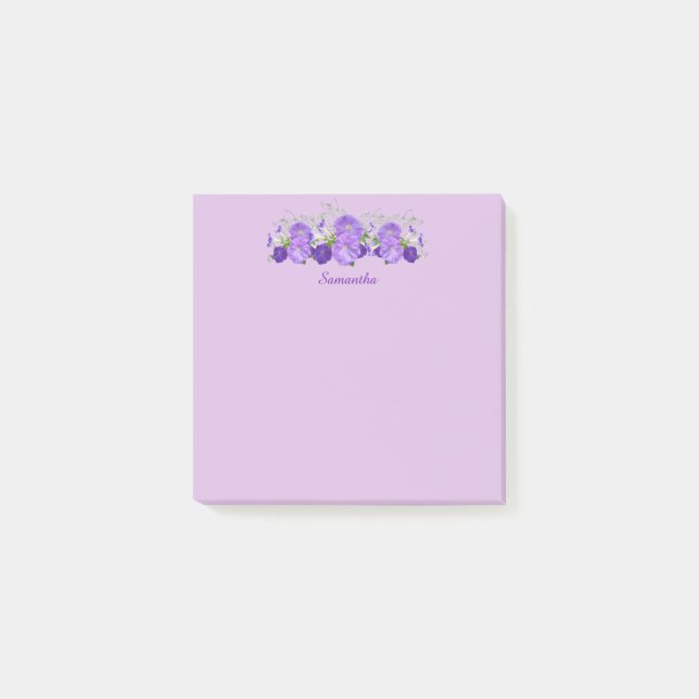 Purple Flower Personalizado Post Notas 3x3 (Anverso)
