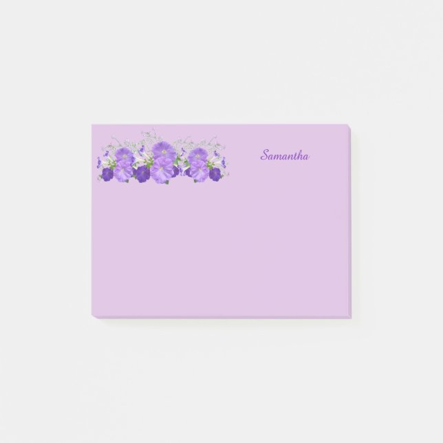 Purple Flower Personalized Post nota 4x3 (Anverso)