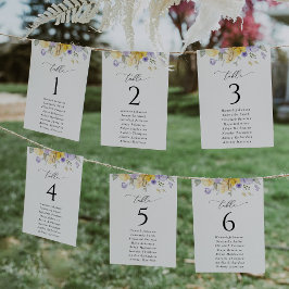Purple Flower, Yellow Flower, Seating Chart Cards