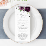 Purple Flowers, Plum Flowers, Boho, Wedding Menu<br><div class="desc">Add a personal touch to your wedding celebration with these stylish and memorable party items! Design features plum purple watercolor flowers and greenery on white background.</div>