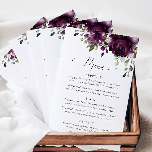 Purple Flowers, Plum Flowers, Bridal Shower Menu (Subido por el creador)