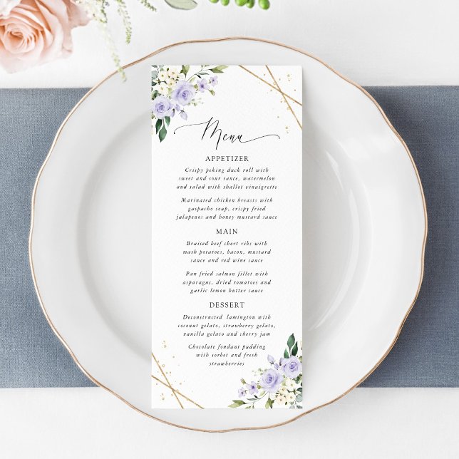 Purple Flowers, White Flowers, Bridal Shower Menu (Subido por el creador)
