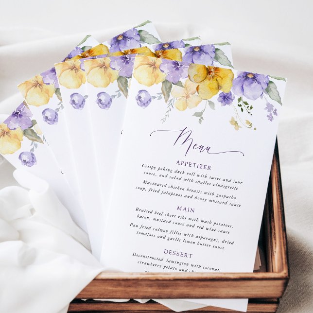 Purple Flowers, Yellow Flowers, Bridal Shower Menu (Subido por el creador)