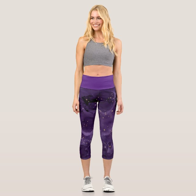 Purple Galaxy Series Design 8 Capri Leggings (Anverso)