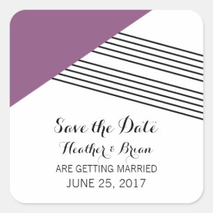 Purple Geometric Stripe Save the Date Pegatinas