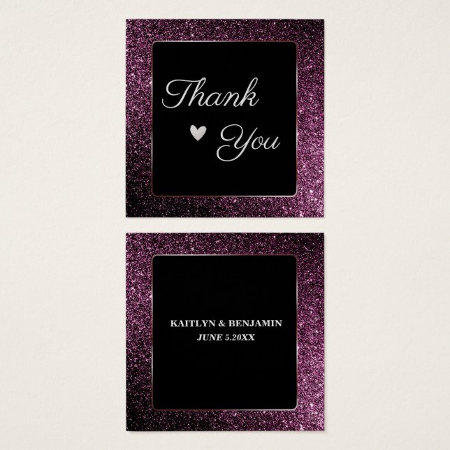 purple glitter thank you Profile Card (Anverso y reverso)
