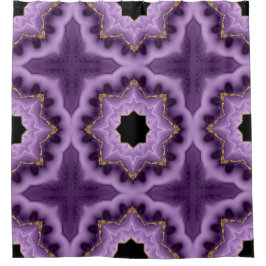 Purple, Gold, Black Abstract Shower Cortina