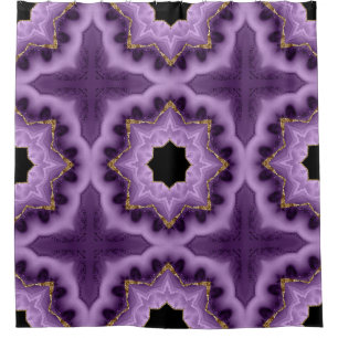 Purple, Gold, Black Abstract Shower Cortina