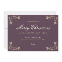 Purple Gold Feliz Navidad Feliz Año Nuevo