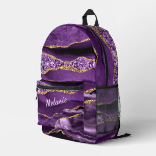 Purple Gold Marble Personalizado Tu Nombre Mochila