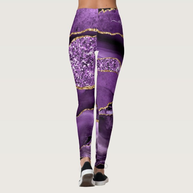 Purple Gold Purpurina Sparkly Leggings Nombre pers (Reverso)