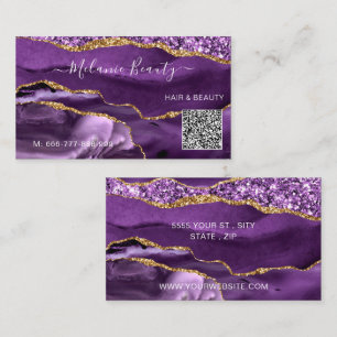 Purple Gold QR Code tarjeta de presentación Diseño