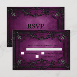 Purple Gothic Halloween Wedding RSVP Card