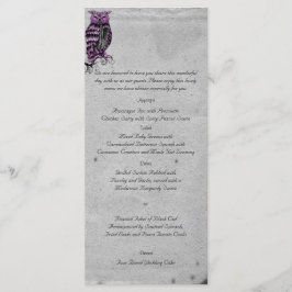 Purple Gothic Owl Posh Boda Menú