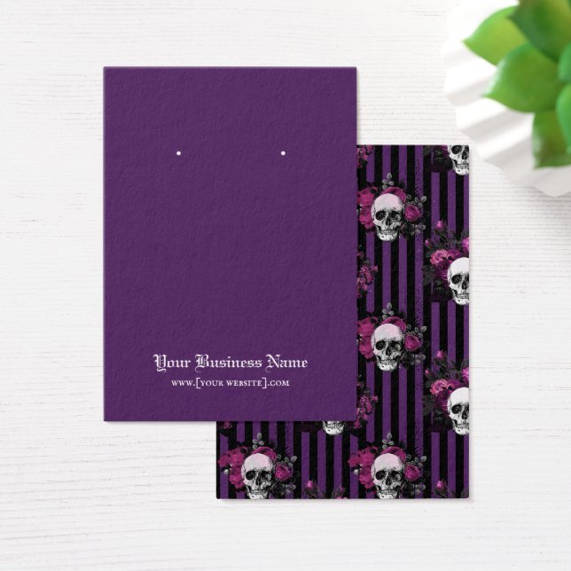 Purple Gothic Skulls Halloween Earl Card (Escritorio)
