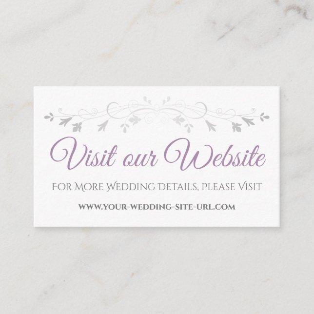 Purple Gray Elegant Wedding Visita Nuestra Tarjeta (Anverso)