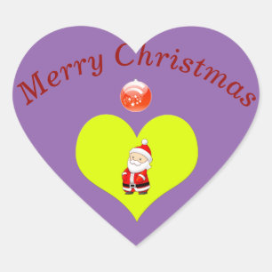 Purple Heart Merry Navidad Santa Pegatina Rojo