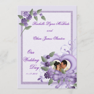 Purple Heart que casa las invitaciones 5x7 de la