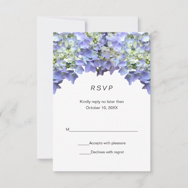 Purple Hydrangea Simple Wedding RSVP (Anverso)