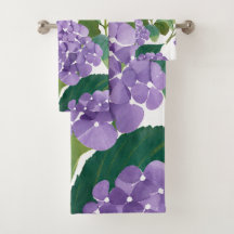 Purple Hydrangea Watercolor Floral Coastal