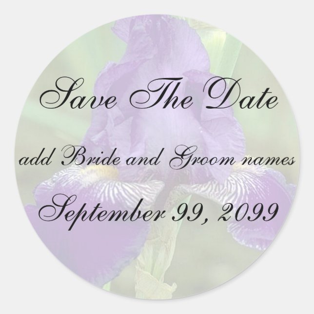 Purple Iris Save The Date Reminder Pegatinas (Anverso)