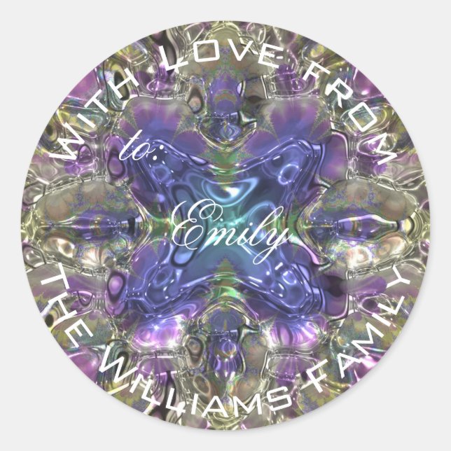 Purple Kaleidoscopic Design Elegant Gift Etiqueta (Anverso)