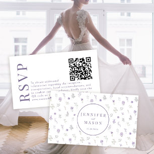 Purple lavender boda floral RSVP tarjetas de códig