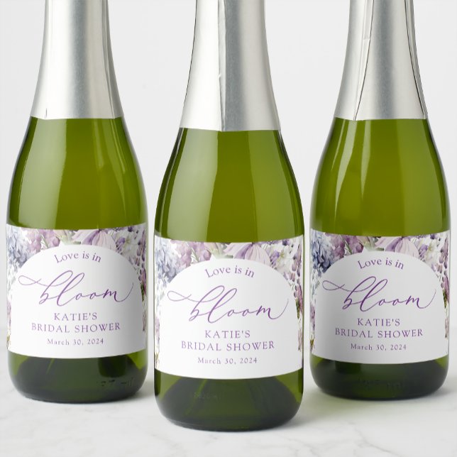 Purple + Lavender Floral Mini Champagne Etiqueta (Subido por el creador)