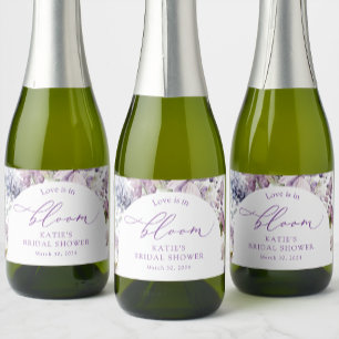 Purple + Lavender Floral Mini Champagne Etiqueta
